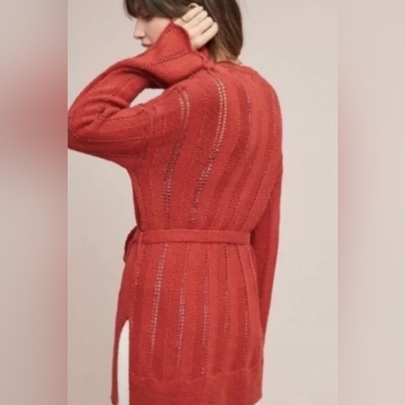 Anthropologie Meadow Rue Priscilla Belted Knit Cardigan Sweater Duster Medium - Picture 3 of 13